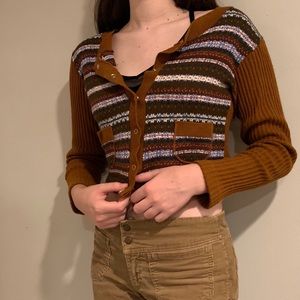 Free people boho knit button up sweater